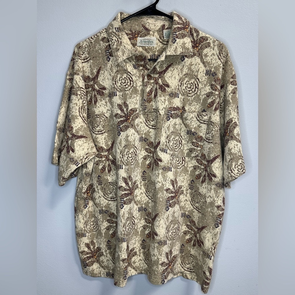 Vintage 90s St. John’s Bay Hawaiian Polo Shirt | Men’s L | Retro Abstract Print
